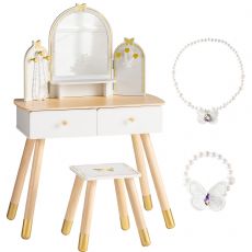Sminkebord med stol - Vit/Guld