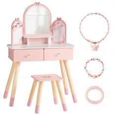 Sminkebord med stol - Rosa